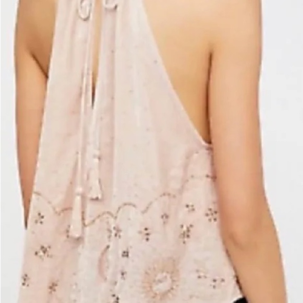 Free People halter top size L NWOT Velvet beaded “Let Me Be”top